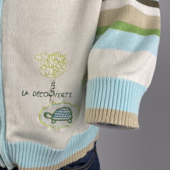 Trois Moutons Colourblock Stripe Zip-Up Cardigan Sweater 24 Months - Picture 4 of 7